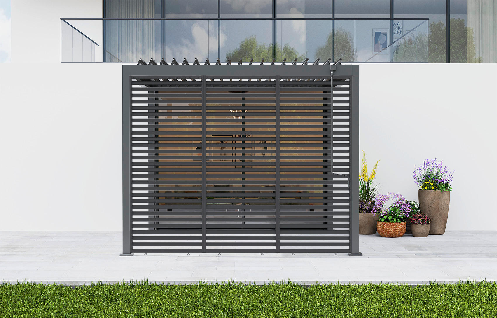 BOČNÍ ZÁSTĚNA DO PERGOLY velikost: 92,7/225,8/5 cm - antracitová, Basics, kov (92,7/225,8/5cm) - Gardenson