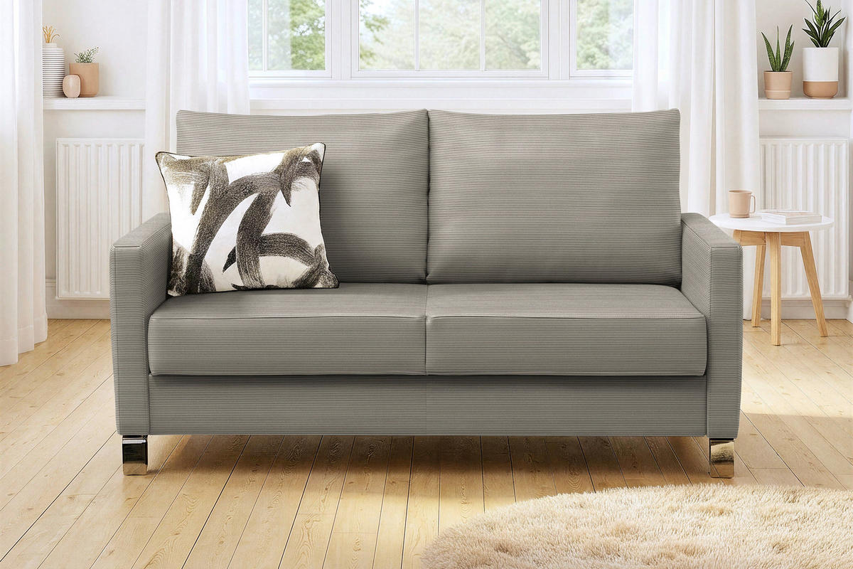 SCHLAFSOFA Feincord Schlammfarben  - Chromfarben/Schlammfarben, Design, Textil/Metall (140/90/95cm) - Bali