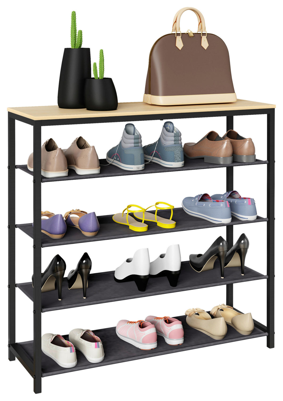 SCHUHREGAL 90/87/30 cm  - Honigeiche/Schwarz, Design, Holzwerkstoff/Metall (90/87/30cm) - MID.YOU