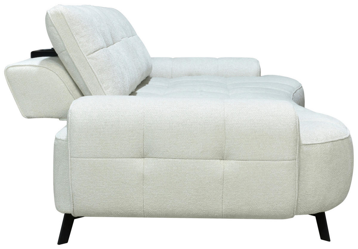 2-SITZER-SOFA Chenille Creme  - Creme/Schwarz, Design, Kunststoff/Textil (230/84/104/111/122cm) - Livetastic