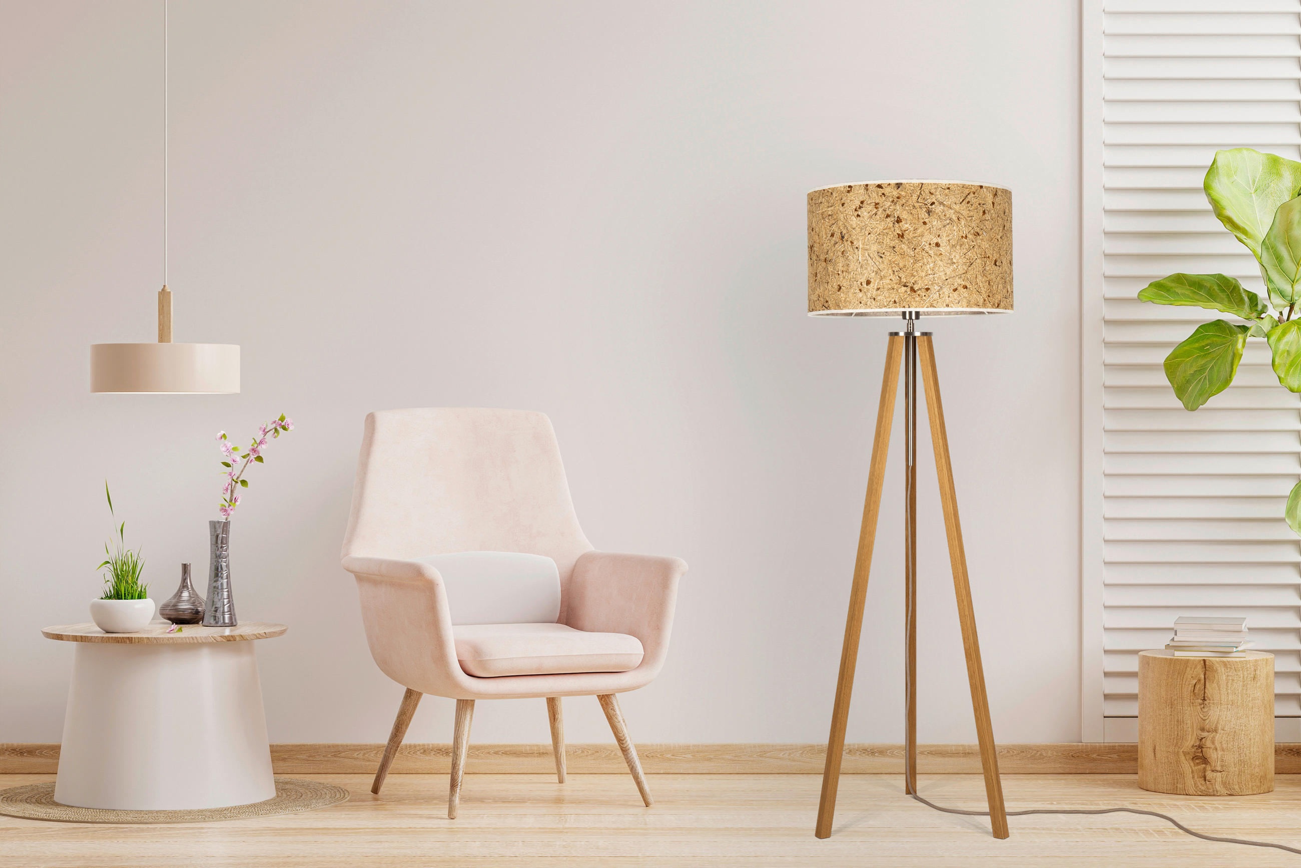 STEHLEUCHTE  50/150/50 cm   - Eichefarben/Rot, Basics, Naturmaterialien/Holz (50/150/50cm)