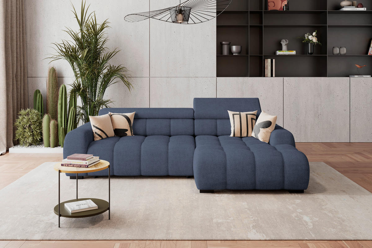 HÖRNSOFFA i vävt tyg blå  - blå/svart, Trend, textil/plast (285/168cm) - Livetastic