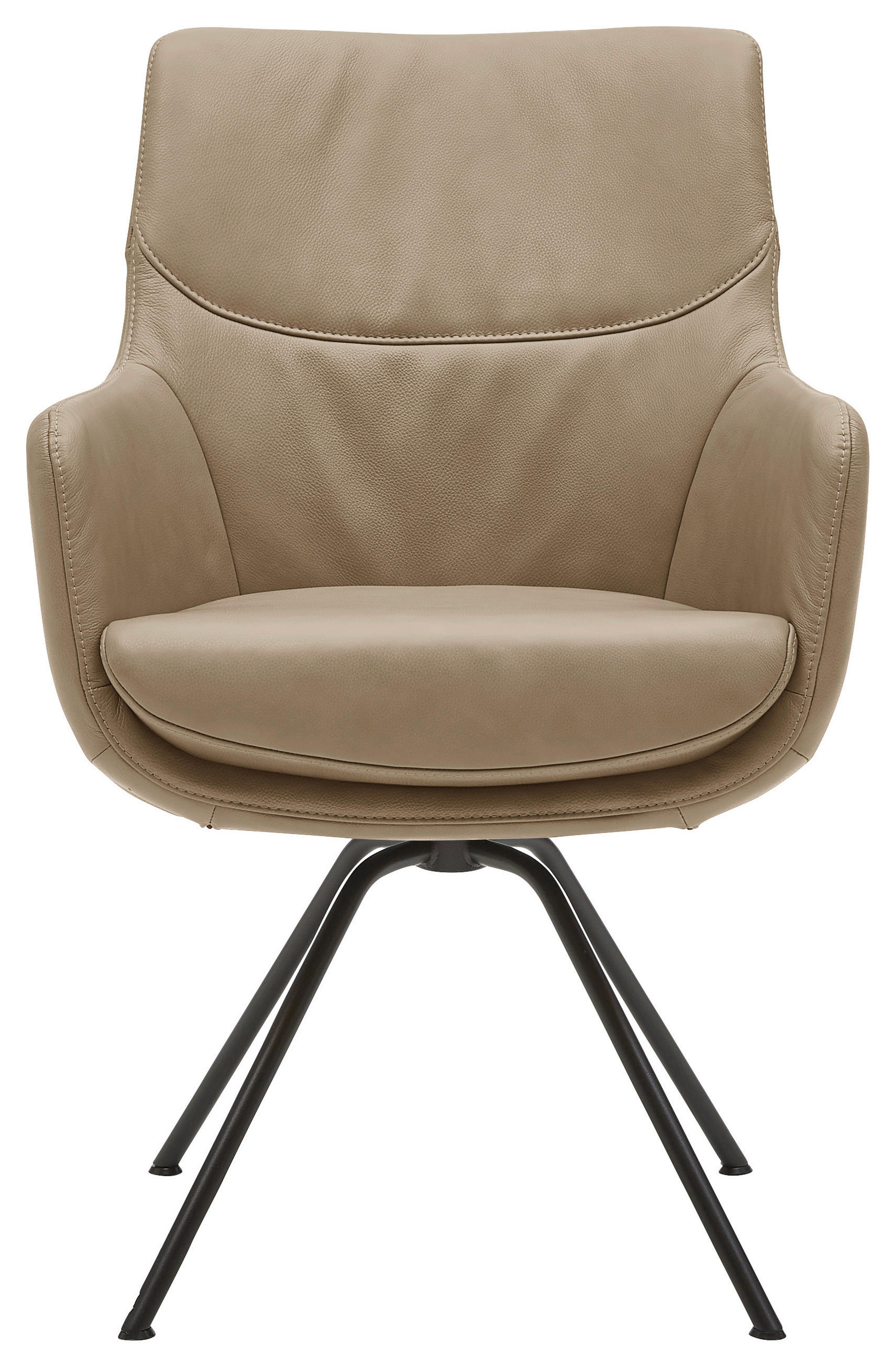 CHAISE ACCOUDOIRS  in Echtleder pigmentiert  - Schwarz/Cappuccino, Design, Leder/Metall (60/90/61cm) - Dieter Knoll