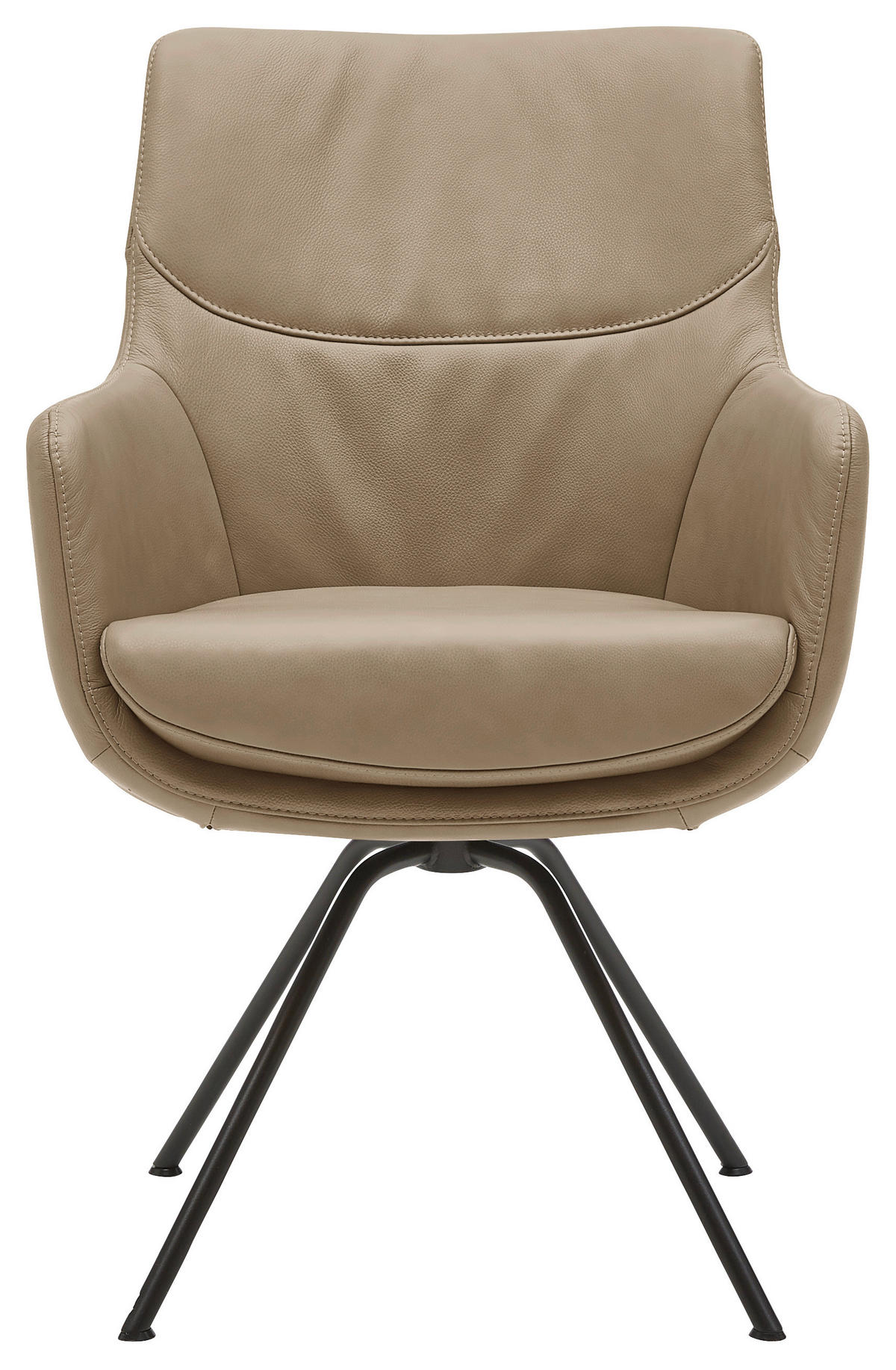 ARMLEHNSTUHL  in Echtleder pigmentiert  - Taupe/Schwarz, Design, Leder/Metall (60/90/61cm) - Dieter Knoll