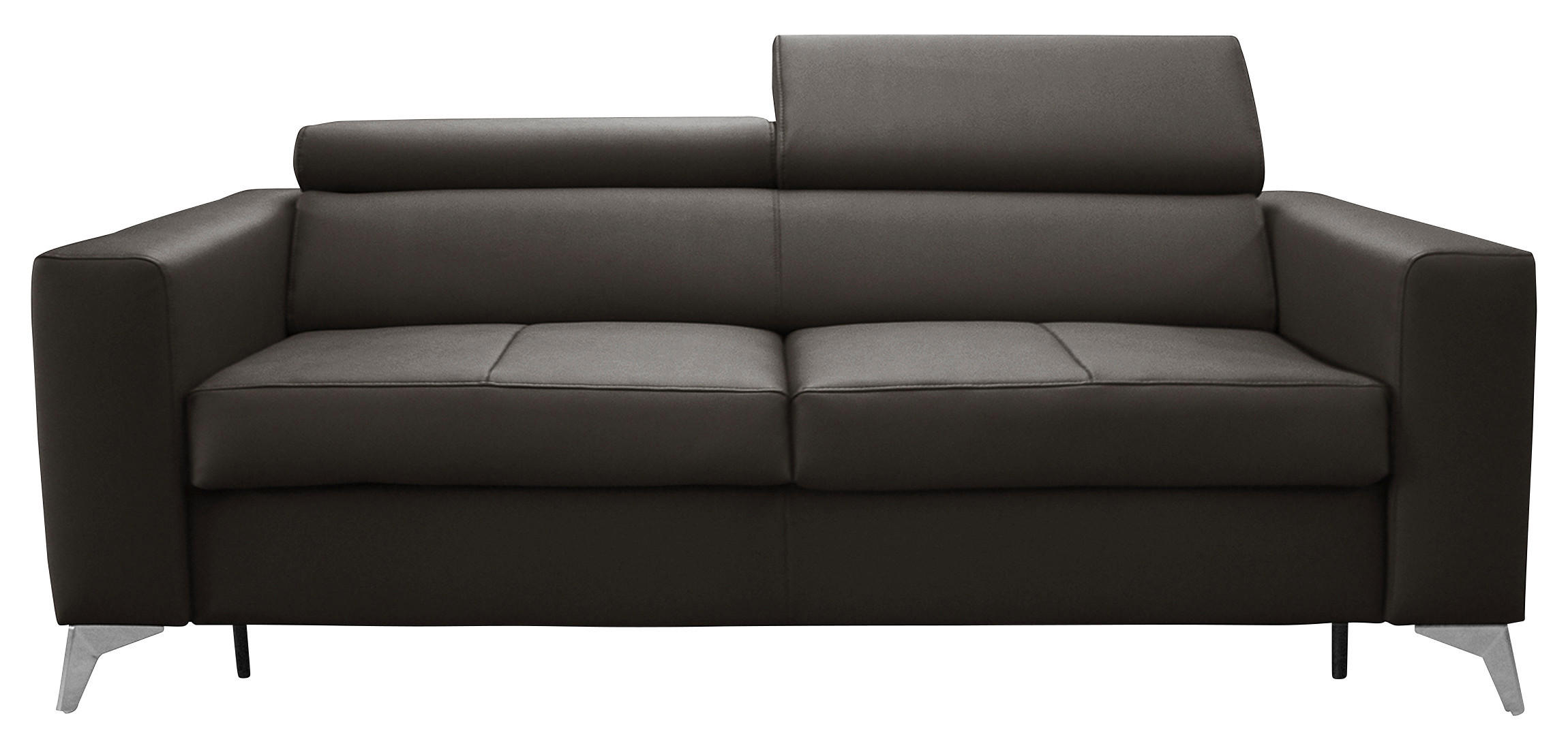 SCHLAFSOFA in Lederlook Echtleder Dunkelbraun  - Dunkelbraun/Silberfarben, Design, Leder/Textil (206/95/101cm) - Livetastic