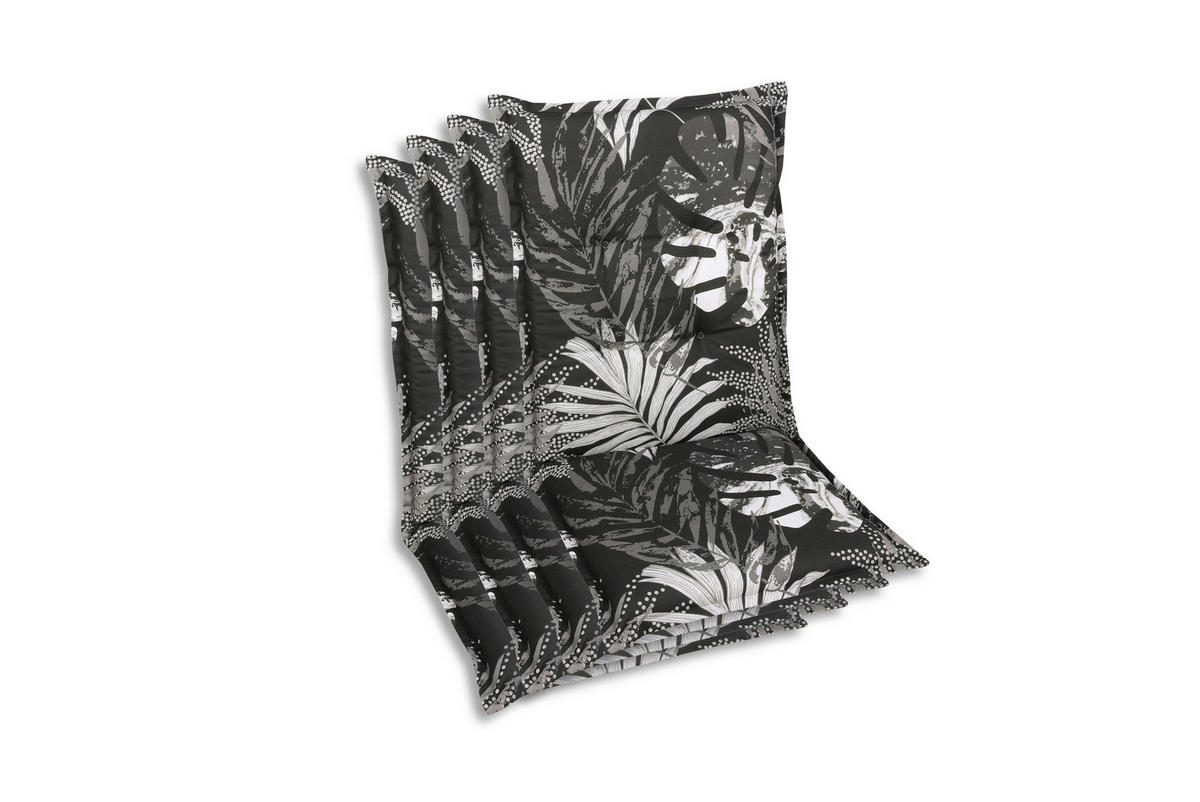 SESSELAUFLAGENSET Blätter  - Schwarz/Weiß, Basics, Textil (50/7/110cm)