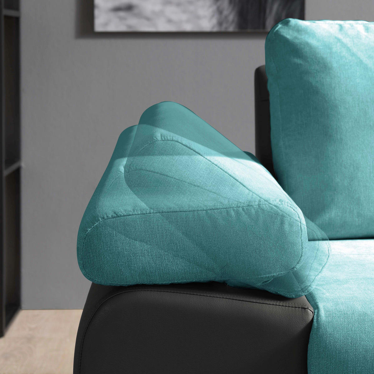 ECKSOFA in Flachgewebe Schwarz, Türkis  271/175 cm  - Türkis/Schwarz, Design, Kunststoff/Textil (271/175cm) - Xora