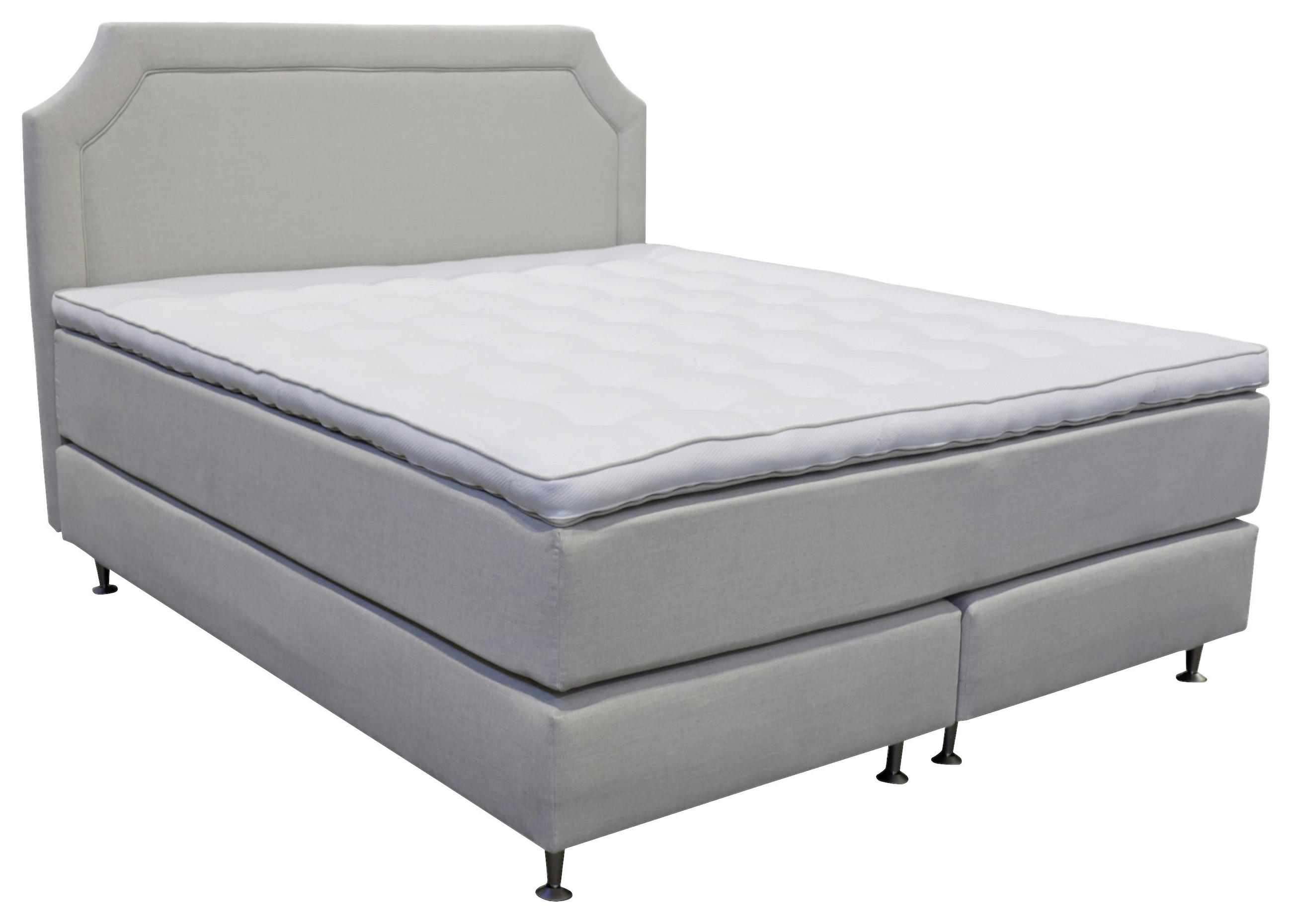 KONTINENTALSÄNG 180/200 cm  i beige  - beige/aluminiumfärgad, Klassisk, metall/trä (180/200cm) - Cassando