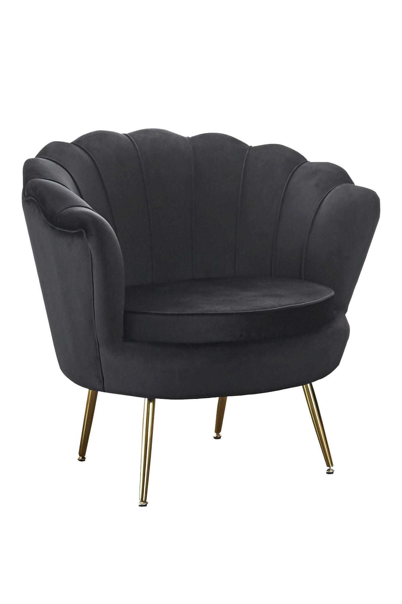 SESSEL in Samt Schwarz - Goldfarben/Schwarz, MODERN, Textil/Metall (76/78/76cm) - Livetastic