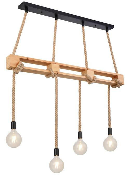 HÄNGELEUCHTE 120/10/120 cm   - Schwarz/Braun, Basics, Naturmaterialien/Holz (120/10/120cm) - Globo