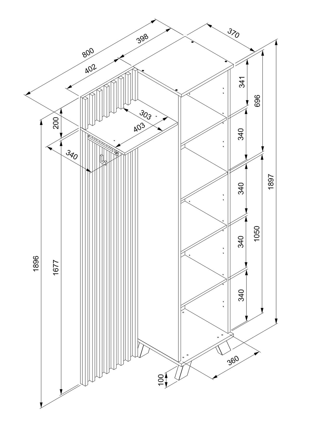 PREDSOBLJE  antracit  - antracit, Design, drvni materijal (80/190/37cm) - MID.YOU