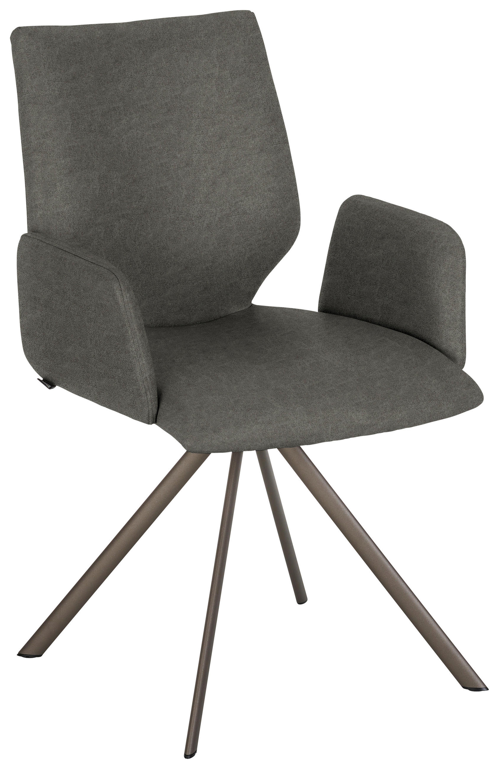 ARMLEHNSTUHL  Lederauswahl, Stoffauswahl, Typenauswahl, inklusive Armlehnen Mikrofaser  - Hellgrau/Braun, Design, Textil/Metall (57/92/63cm) - Venjakob