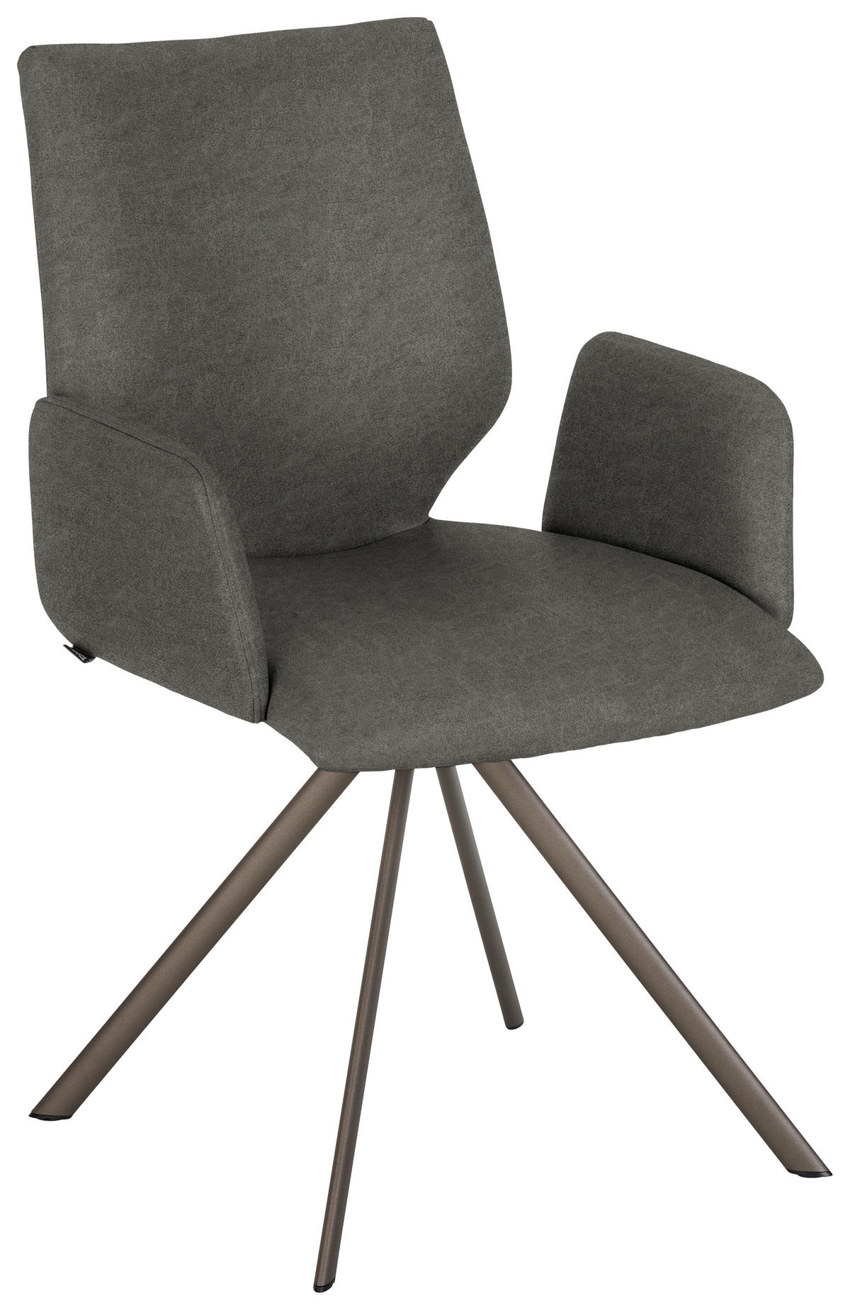 ARMLEHNSTUHL  Lederauswahl, Stoffauswahl, Typenauswahl, inklusive Armlehnen Mikrofaser  - Hellgrau/Braun, Design, Textil/Metall (57/92/63cm) - Venjakob