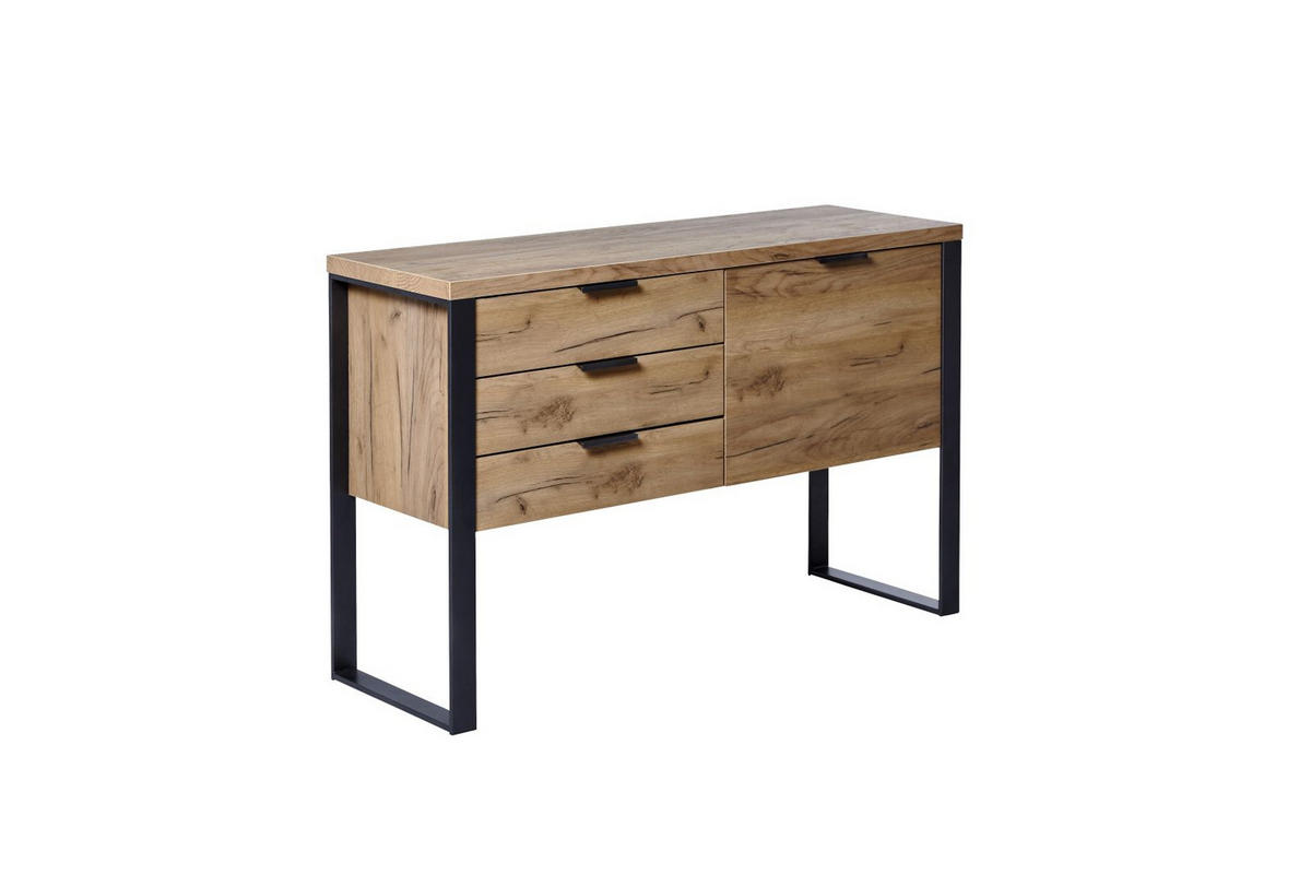 SIDEBOARD 119/76/39,5 cm  in Eichefarben  - Eichefarben/Anthrazit, Modern, Holzwerkstoff/Metall (119/76/39,5cm)