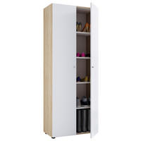 SCHUHSCHRANK Weiß, Eichefarben  - Eichefarben/Silberfarben, Design, Holzwerkstoff/Kunststoff (71/180/39cm) - MID.YOU