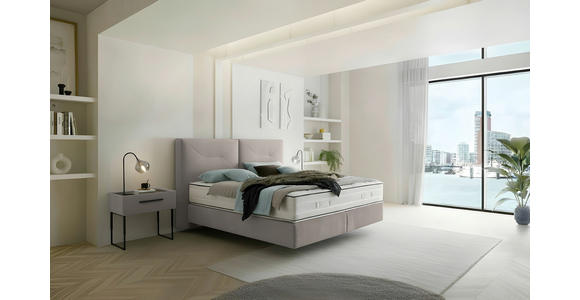 BOXSPRINGBETT 160/200 cm,  in Hellgrau, Matratze, H3 + H3 = fest  - Hellgrau/Schwarz, Design, Kunststoff/Textil (160/200cm) - Dieter Knoll