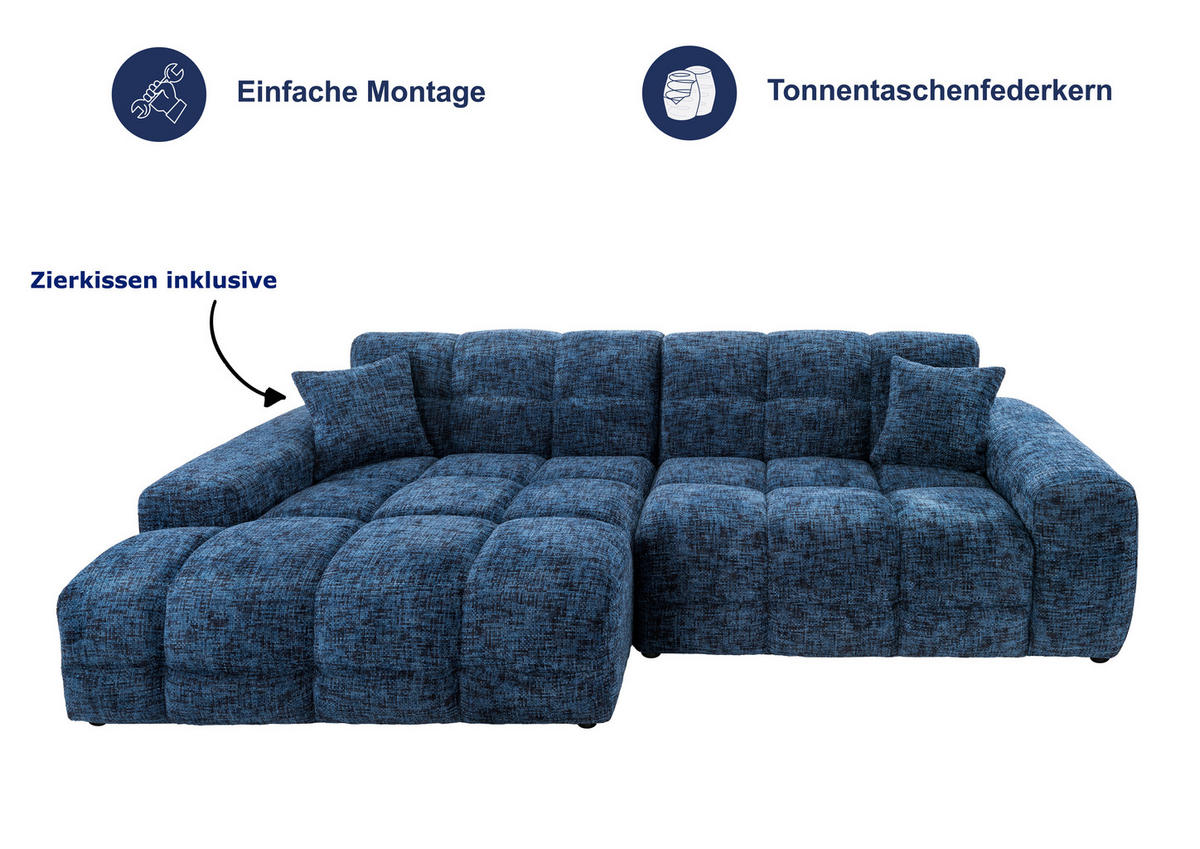 ECKSOFA in Struktur Goldfarben  - Goldfarben/Schwarz, Modern, Kunststoff/Textil (152/301cm) - Livetastic