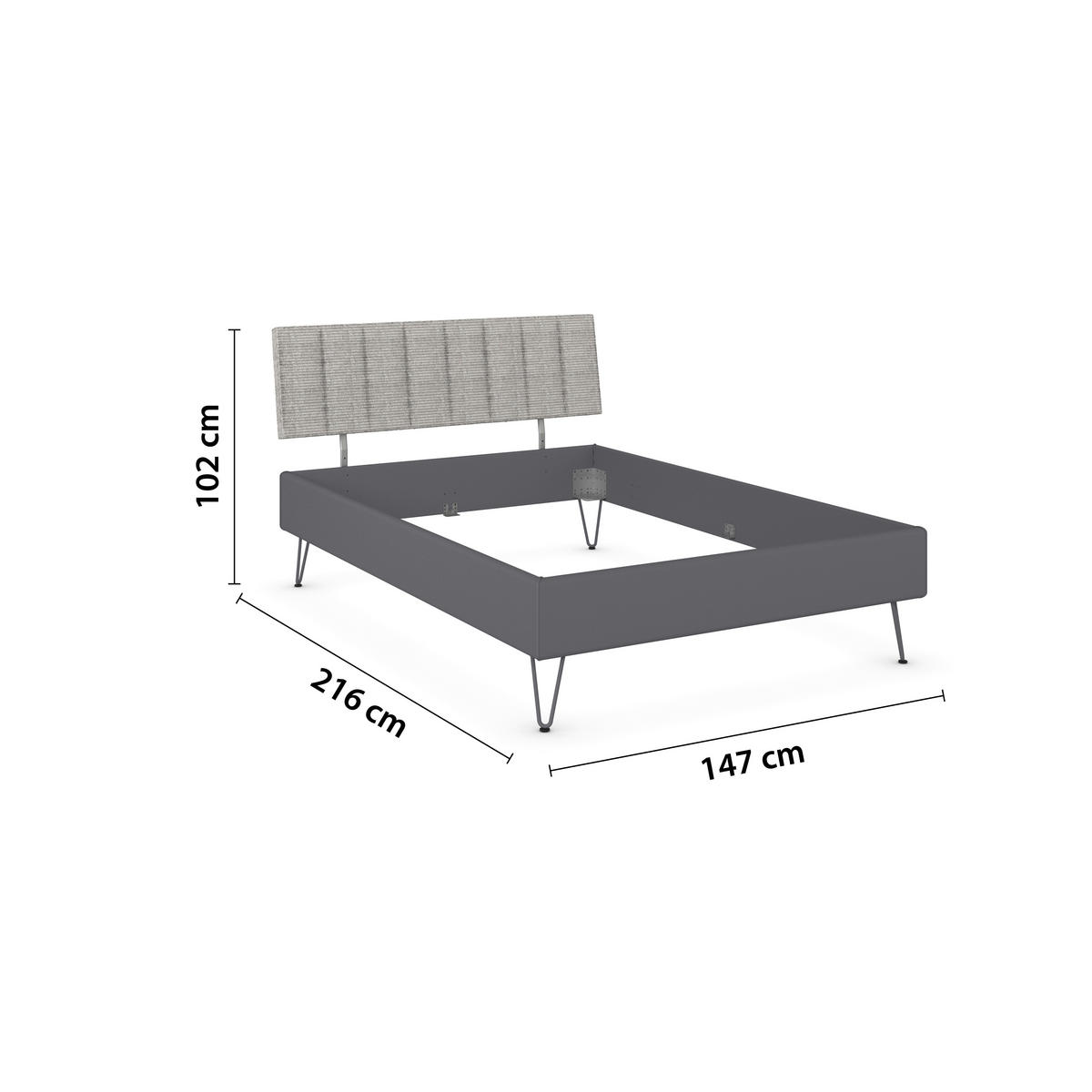 BETT 140/200 cm  in Grau  - Grau, Design, Textil/Metall (140/200cm) - Carryhome
