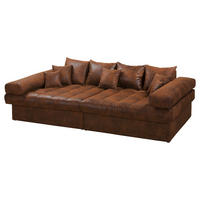 BIGSOFA Naomi in Lederlook (vegan) Braun  - Schwarz/Braun, Design, Kunststoff/Textil (284/94/148cm) - Livetastic
