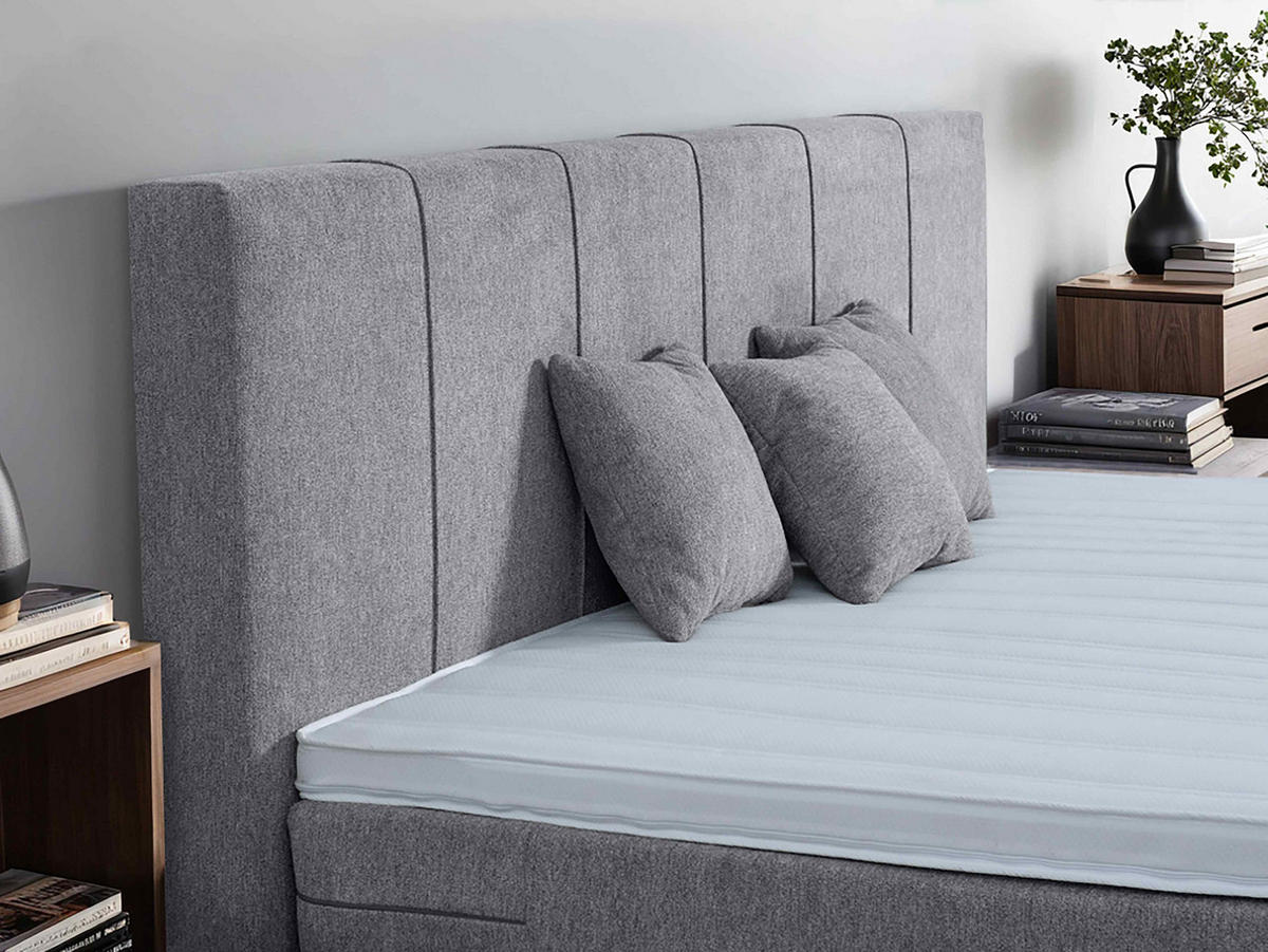 BOXSPRINGBETT 220/200 cm  in Hellgrau  - Hellgrau/Schwarz, Lifestyle, Holz/Textil (220/200cm) - home24