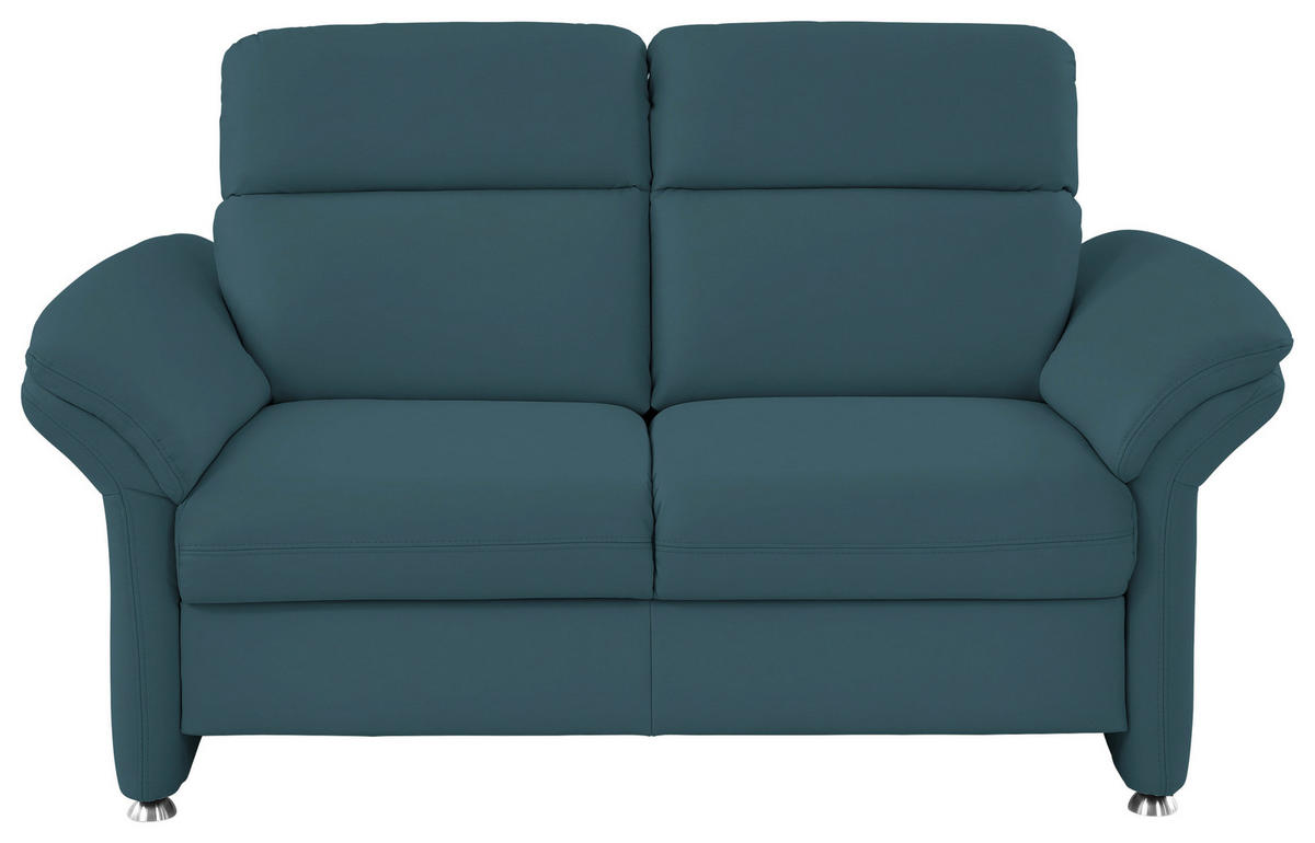 2-SITZER-SOFA in Echtleder Blau  - Blau/Alufarben, Konventionell, Leder/Metall (170/96/92cm) - Beldomo Premium