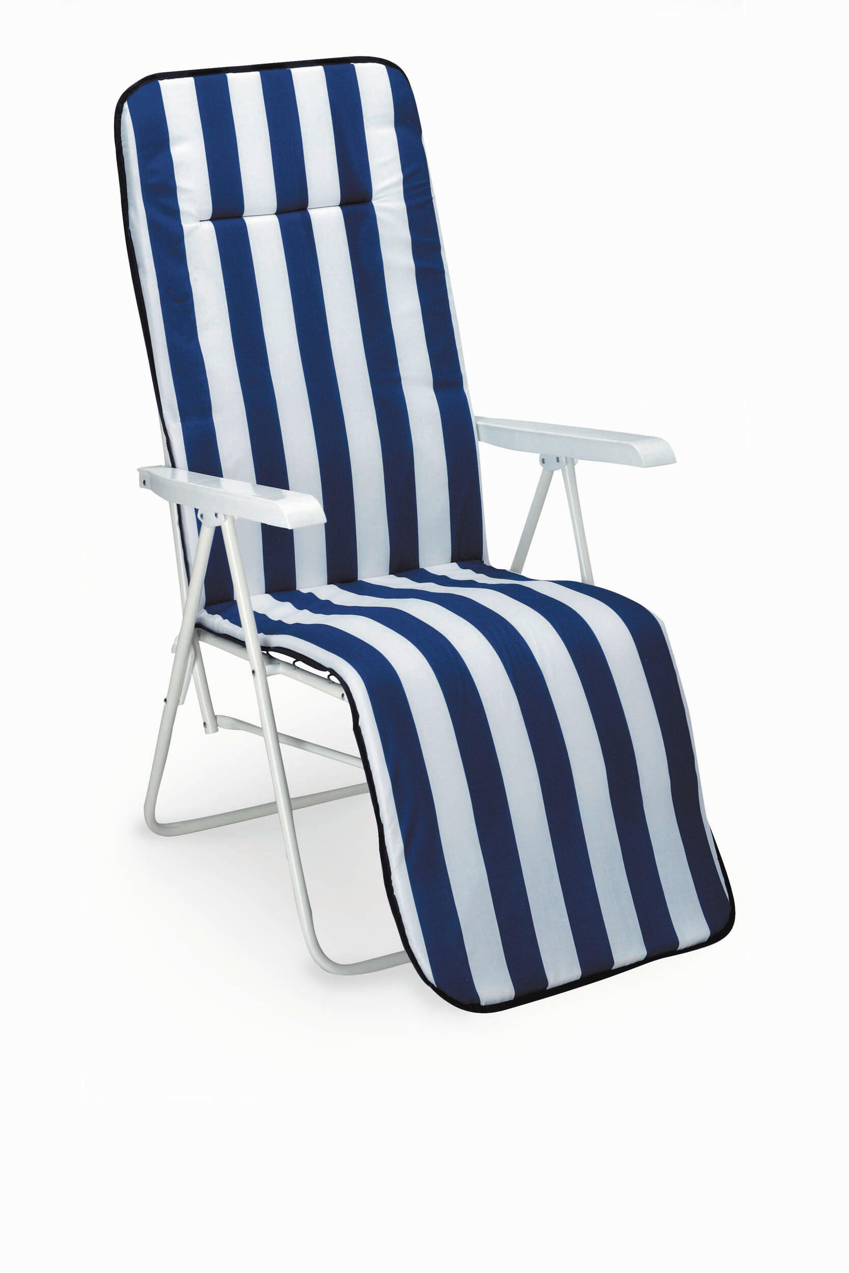 SONNENLIEGE 58/108/75 cm - Blau/Weiß, Basics, Textil/Metall (58/108/75cm)