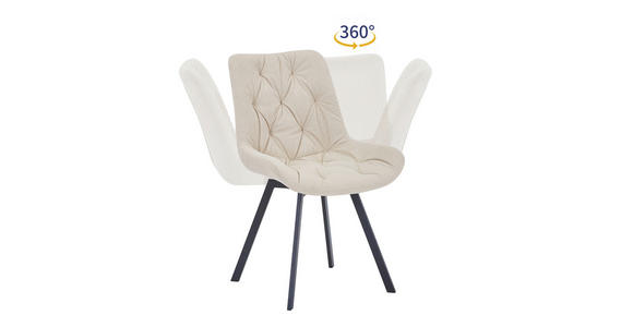STUHL , Sitzfläche 360° drehbar , Mikrofaser  - Beige/Schwarz, Design, Textil/Metall (54/86/62.5cm) - Carryhome