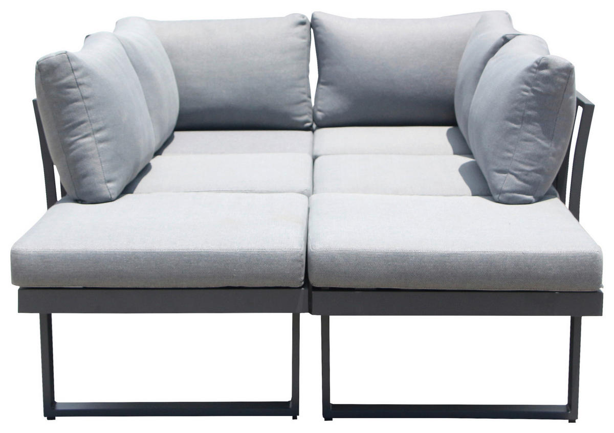 LOUNGEGARNITUR Aluminium  - Anthrazit/Grau, MODERN, Kunststoff/Metall (210/68/77/76cm) - Ambia Garden