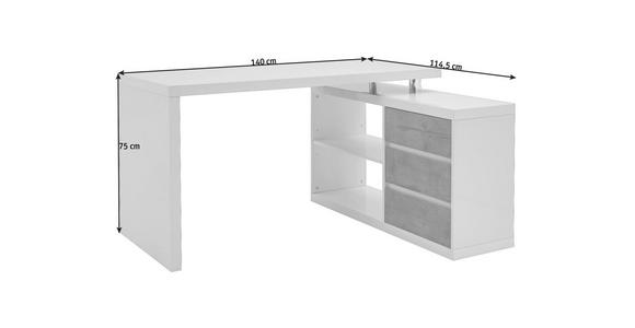 ECKSCHREIBTISCH - Weiß/Grau, Design, Holzwerkstoff (140/75/114,5cm) - Voleo
