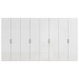 DREHTÜRENSCHRANK  in Weiß, Weiß Hochglanz  - Edelstahlfarben/Weiß Hochglanz, Basics, Holzwerkstoff/Metall (400/235/61cm) - Novel