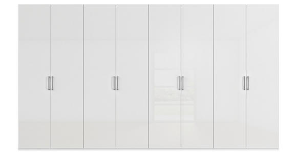 DREHTÜRENSCHRANK  in Weiß, Weiß Hochglanz  - Edelstahlfarben/Weiß Hochglanz, Basics, Holzwerkstoff/Metall (400/235/61cm) - Novel