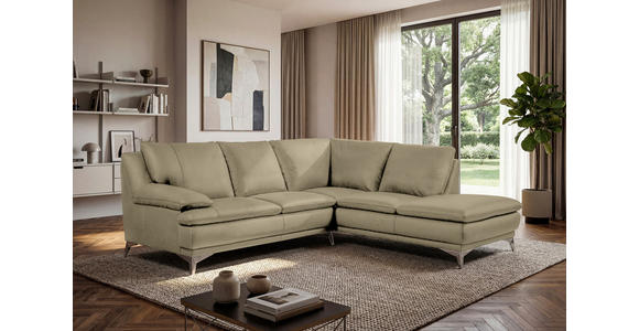 ECKSOFA Fango Echtleder  - Chromfarben/Fango, Design, Leder/Metall (242/224cm) - Novel