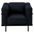 SESSEL in Echtleder Dunkelblau  - Schwarz/Dunkelblau, Design, Leder/Metall (91/67/96cm) - Johann Jakob