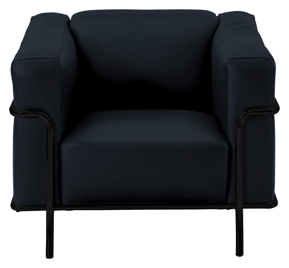 SESSEL in Echtleder Dunkelblau  - Schwarz/Dunkelblau, Design, Leder/Metall (91/67/96cm) - Johann Jakob