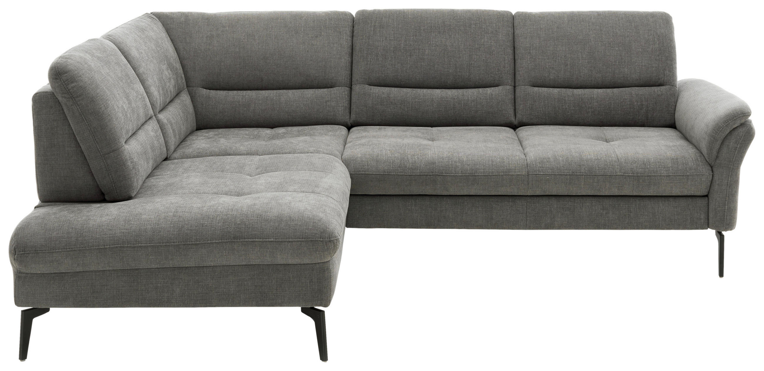 ECKSOFA in Webstoff Grau  206/256 cm  - Schwarz/Grau, Design, Textil/Metall (206/256cm) - Beldomo System
