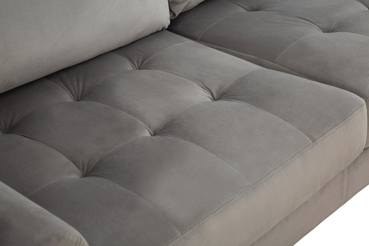 3-SITZER-SOFA Samt Grau  - Schwarz/Grau, MODERN, Holz/Textil (211/88/89cm) - P & B