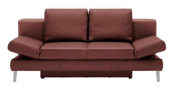 SCHLAFSOFA Weinrot Echtleder - Chromfarben/Weinrot, Design, Leder/Metall (200/85/90cm) - Novel