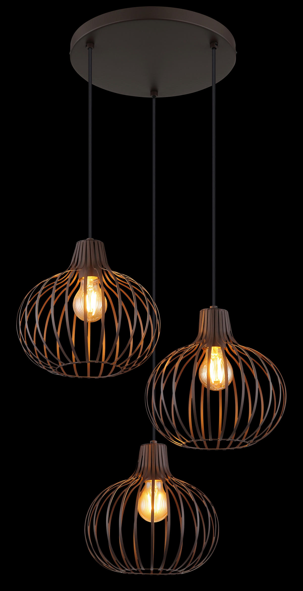 HÄNGELEUCHTE MATEO 50/120 cm   - Rostfarben/Schwarz, KONVENTIONELL, Kunststoff/Metall (50/120cm) - Globo