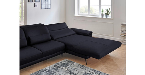 ECKSOFA in Echtleder Schwarz  - Schwarz, Design, Leder/Metall (328/193cm) - Dieter Knoll