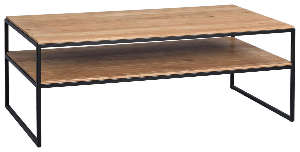 COUCHTISCH Couchtisch Wildeiche 90/60/45 cm rechteckig Schwarz, Wildeiche  - Wildeiche/Schwarz, Natur, Holz/Metall (90/60/45cm) - Livetastic