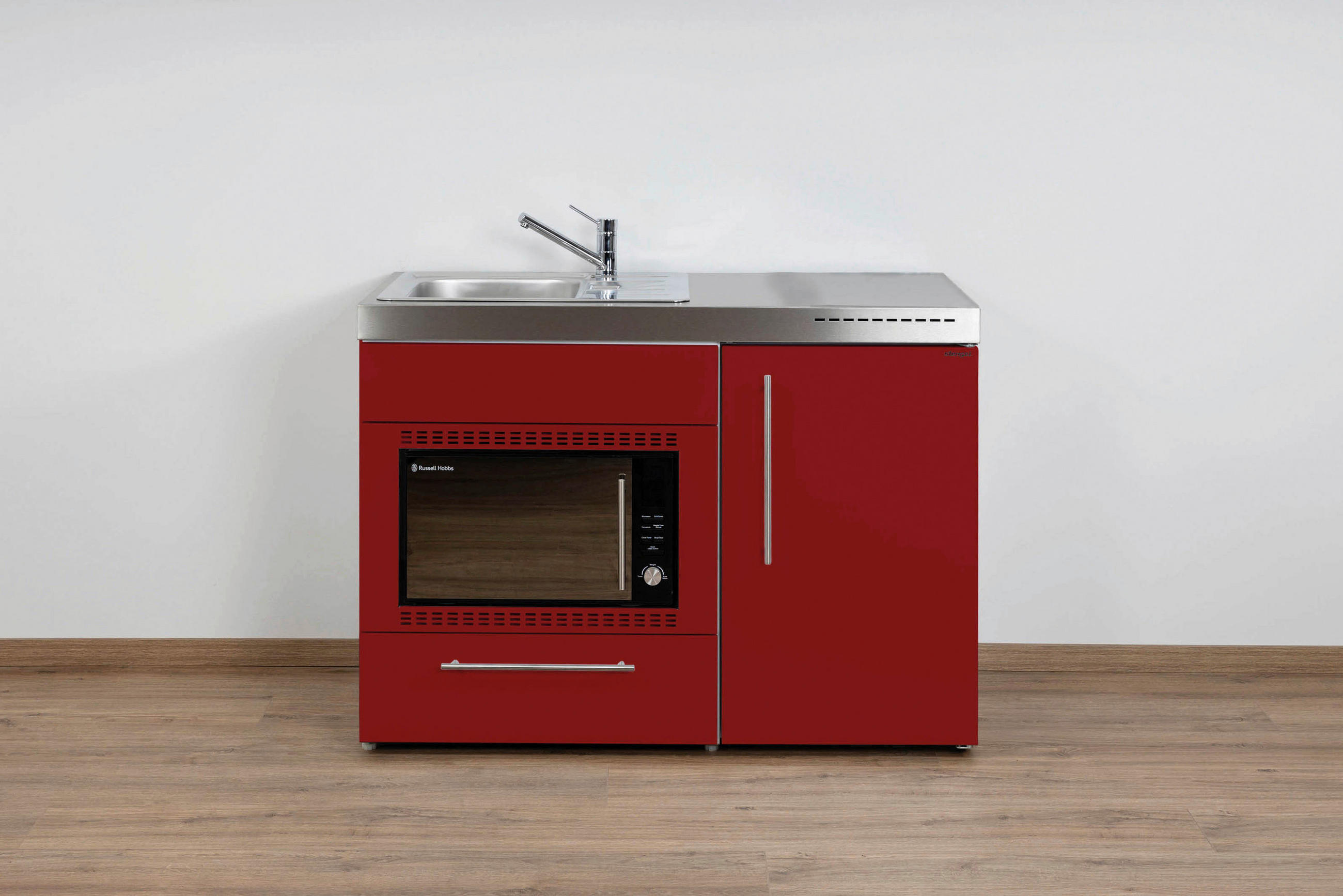 MINIKÜCHE  120/89/60 cm  in Bordeaux  - Edelstahlfarben/Bordeaux, Basics, Metall (120/89/60cm)