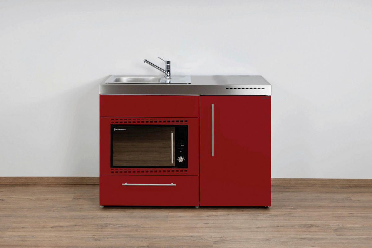 MINIKÜCHE  120/89/60 cm  in Bordeaux  - Edelstahlfarben/Bordeaux, Basics, Metall (120/89/60cm)