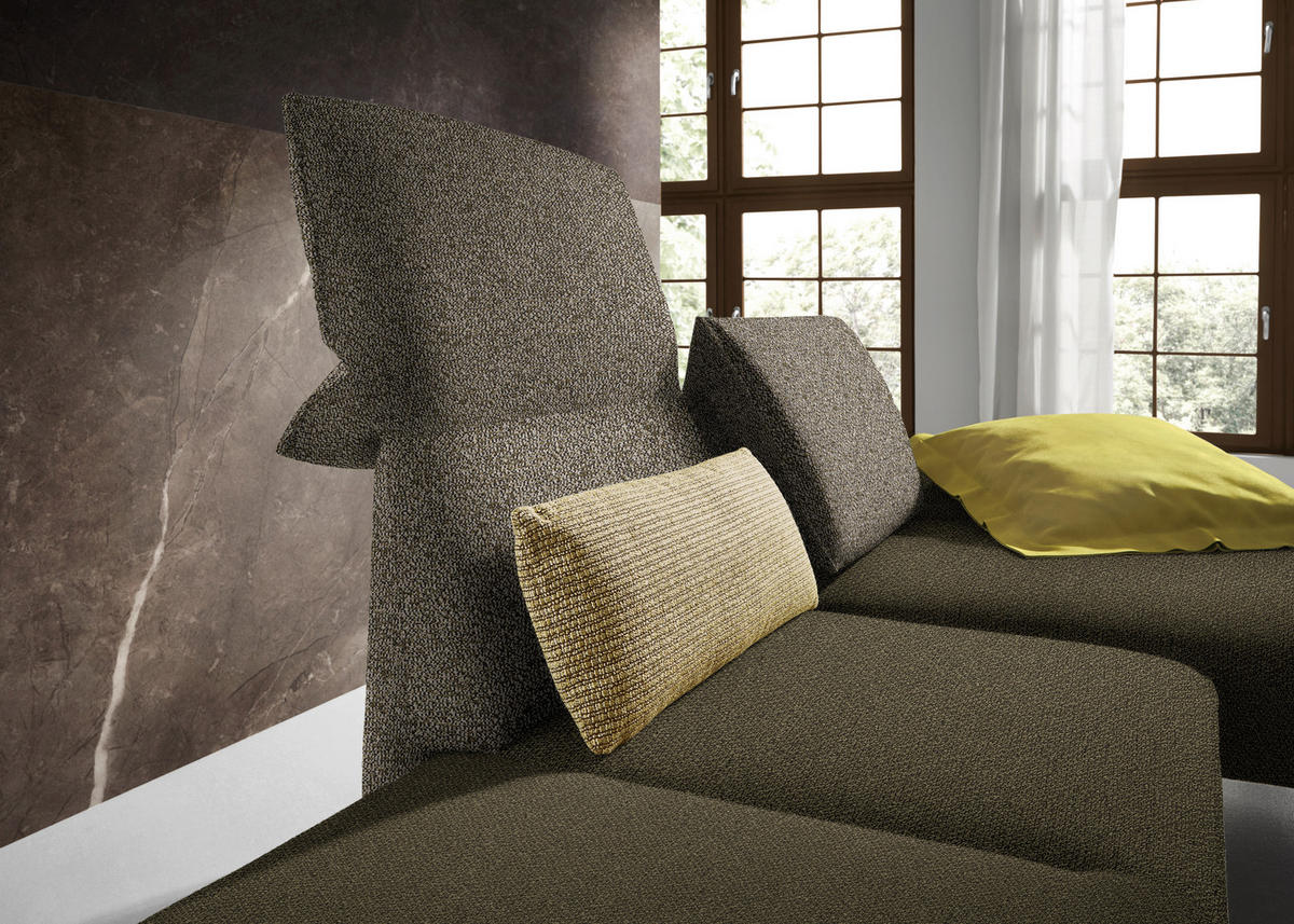 ECKSOFA in Flachgewebe Grün, Olivgrün  240/132 cm  - Chromfarben/Olivgrün, Design, Holz/Textil (240/132cm) - Koinor
