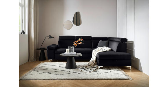 ECKSOFA in Mikrofaser Schwarz  - Chromfarben/Schwarz, KONVENTIONELL, Textil/Metall (271/206cm) - Carryhome