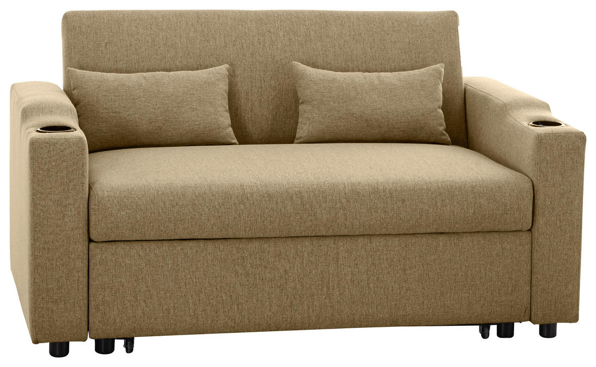 SCHLAFSOFA in Leinenoptik Khaki  - Khaki/Schwarz, Basics, Kunststoff/Textil (150/91/85cm) - P & B