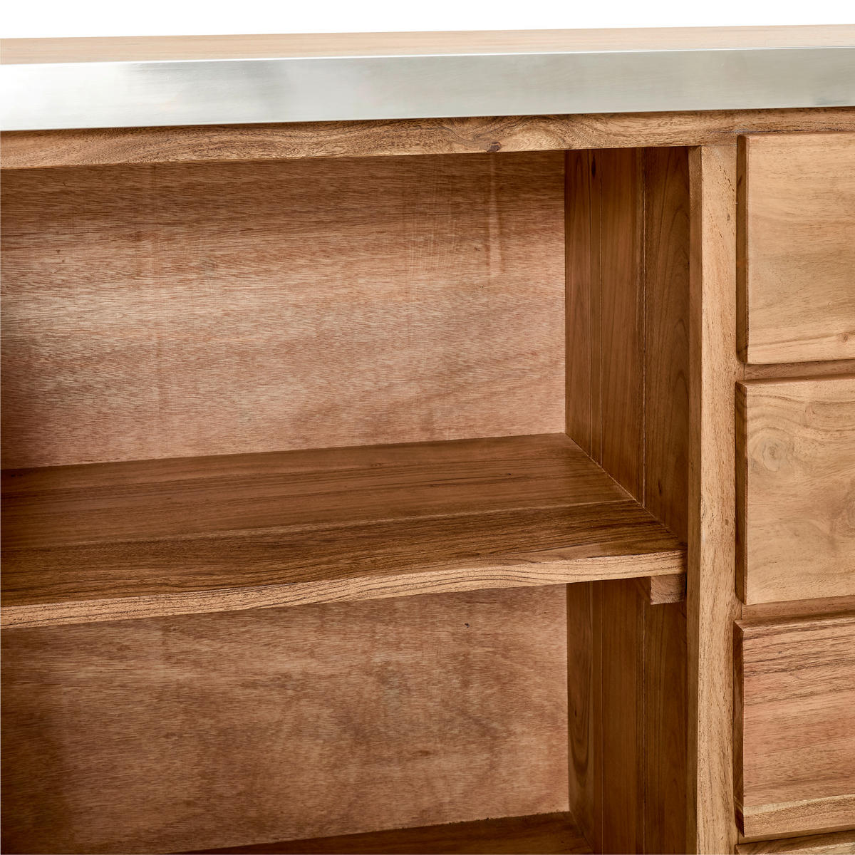 SIDEBOARD  in 175/85/40 cm  - Silberfarben/Akaziefarben, KONVENTIONELL, Holz/Metall (175/85/40cm) - Livetastic
