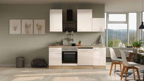 KÜCHENBLOCK 220 cm   in Sonoma Eiche, Kaschmir  - Kaschmir/Edelstahlfarben, MODERN, Holzwerkstoff/Metall (220cm) - FlexWell