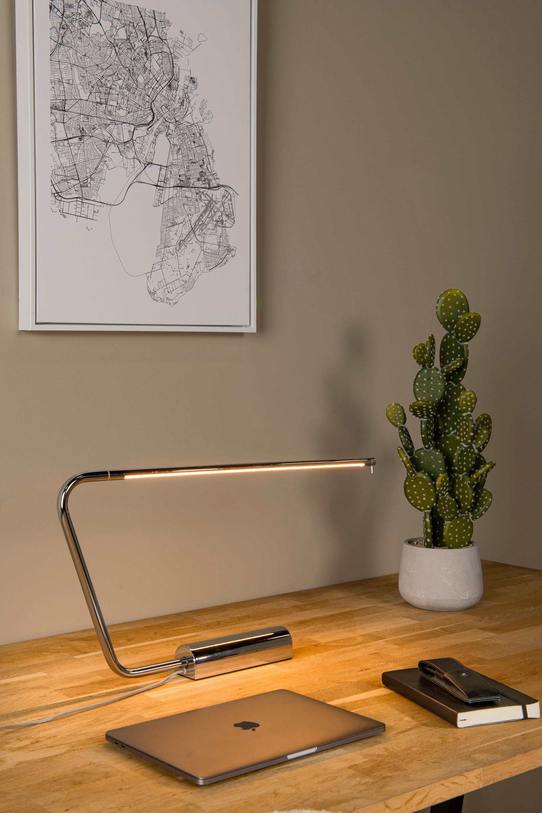 SCHREIBTISCHLEUCHTE MADISON 62.5/5.5/33 cm   - Schwarz/Grau, Design, Metall (62.5/5.5/33cm) - Lucide