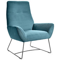 SESSEL in Cord Petrol  - Petrol/Schwarz, Design, Textil/Metall (82/102/81cm) - Hom`in