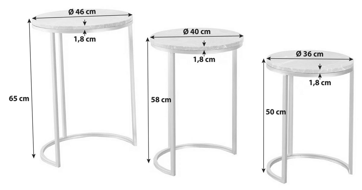 SATZTISCH in Metall, Stein  - Goldfarben/Schwarz, Trend, Stein/Metall - Kayoom